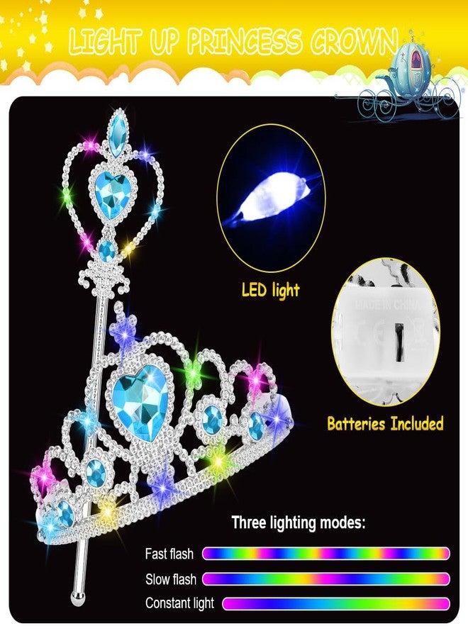 Vicloon 2PCS Light Up Princess Crown and Wands, Princess Dress Up Accessories for Little Girls, Princess Tiara Jewelry Toy for 3-6 Girl Christmas Birthday Cosplay Crown - Image 4